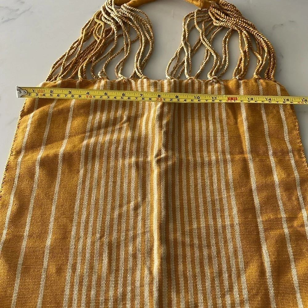 mustard and cream woven tote bag - Picture 4 of 10